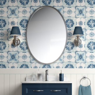 Ocean Harmony Tiles - Soft Teal, White - Coastal Wallpaper