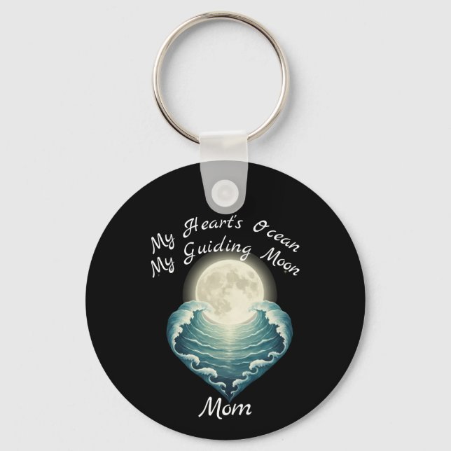 Ocean Heart Guiding Moon Mom Key Ring (Front)