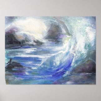 Ocean high waves poster