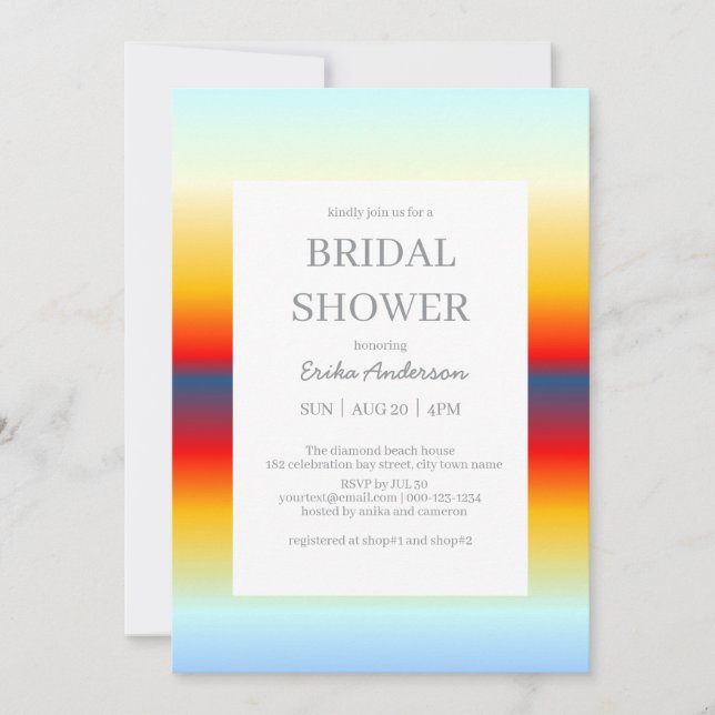Ocean Horizon Colourful Bridal Shower Invitation (Front)