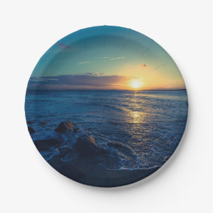 Ocean Horizon Sunset Paper Plate