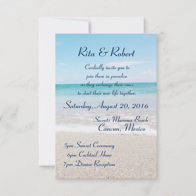 Ocean I Destination Wedding Invitation (Front)