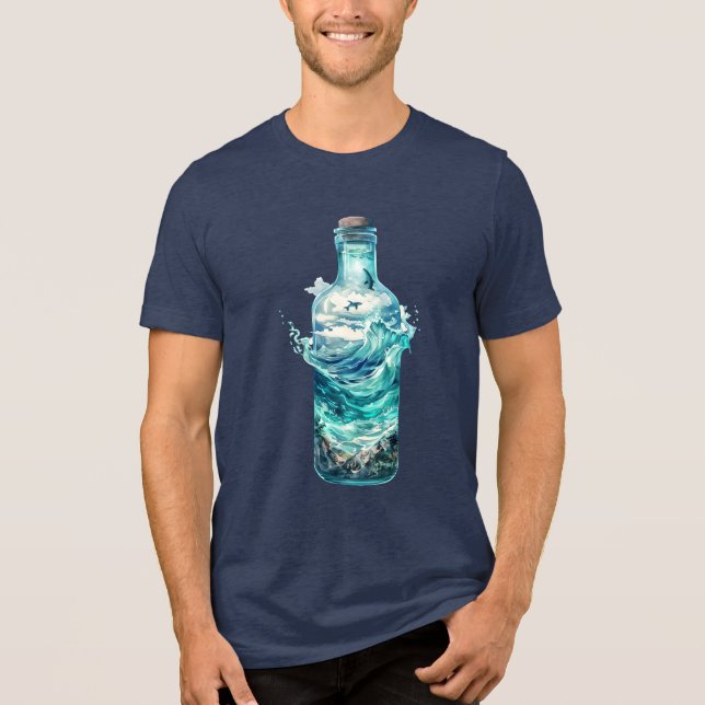 Ocean in a Bottle T-Shirt – Artistic Sea Wave Tri-Blend Shirt (Front)