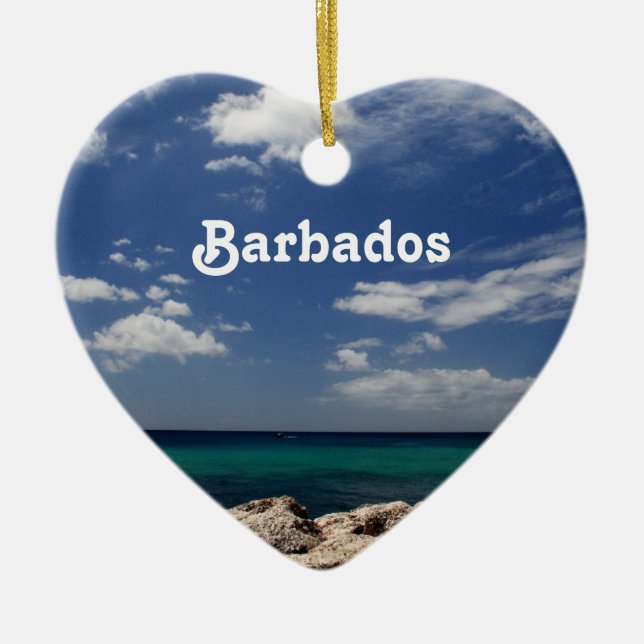 Ocean in Barbados Ceramic Tree Decoration (Front)