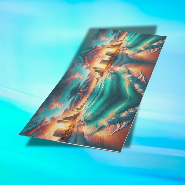 Ocean in teal at sunset |  yoga mat (Creator Uploaded)