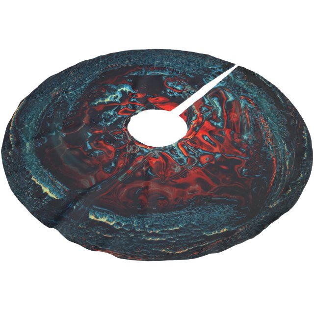 Ocean Inferno Red Glow Brushed Polyester Tree Skirt (Angled)