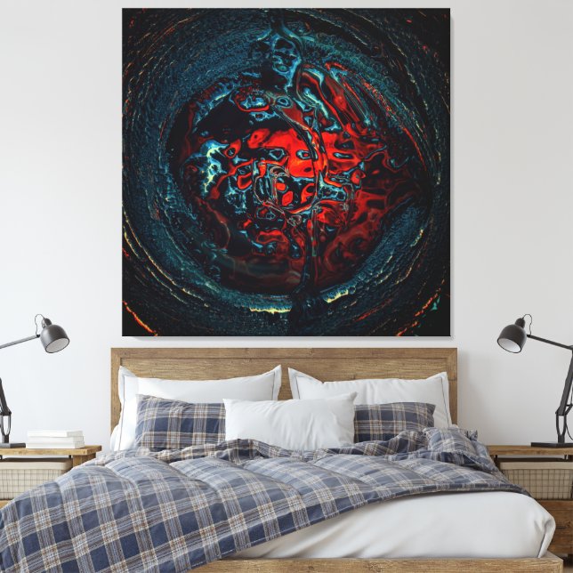 Ocean Inferno Red Glow Canvas Print (Insitu(Bedroom))