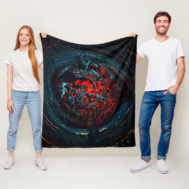 Ocean Inferno Red Glow Fleece Blanket (In Situ)
