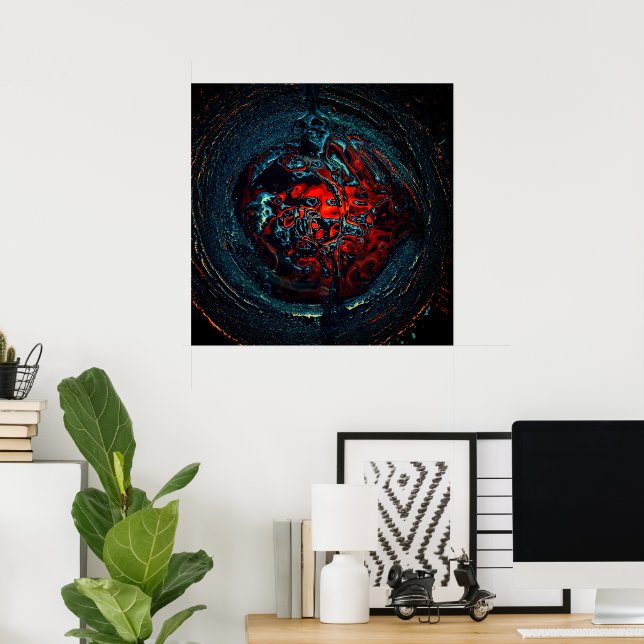 Ocean Inferno Red Glow Poster (Home Office)