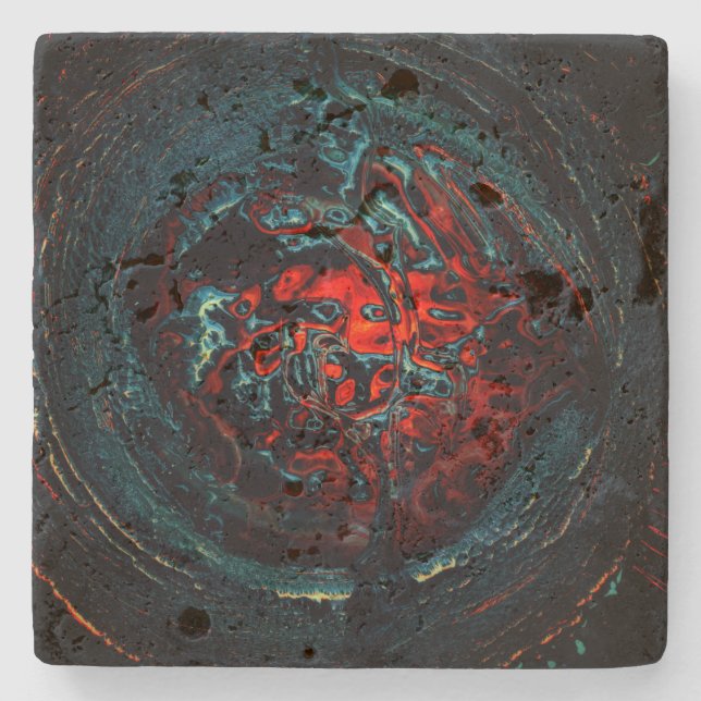 Ocean Inferno Red Glow Stone Coaster (Front)