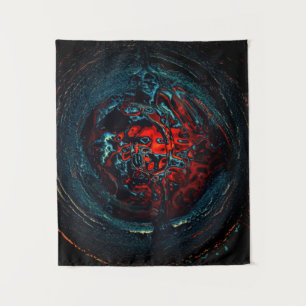 Ocean Inferno Red Glow Tapestry