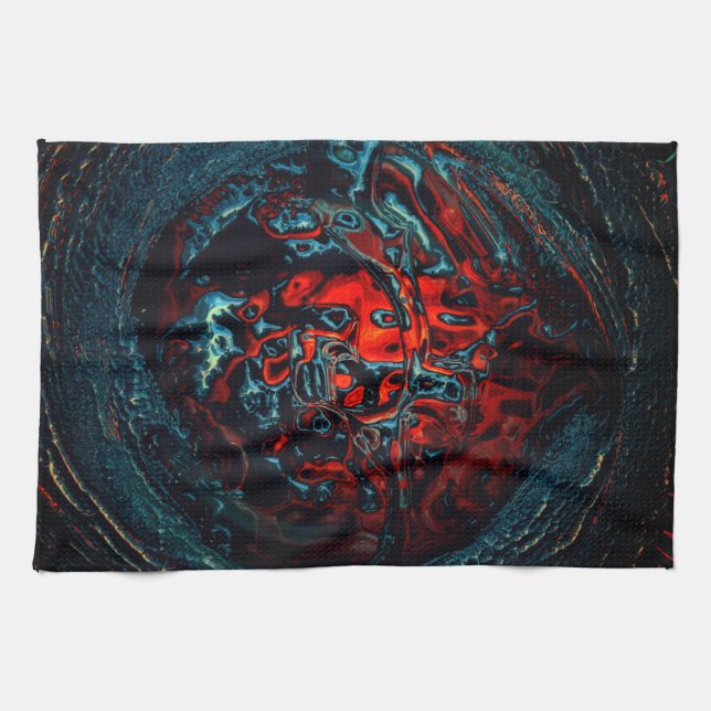 Ocean Inferno Red Glow Tea Towel (Horizontal)