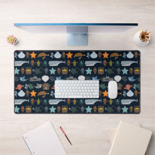 Ocean Inhabitants Pattern 1 Desk Mat