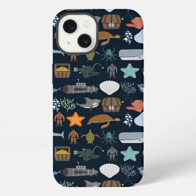 Ocean Inhabitants Pattern 1 iPhone Case (Back)
