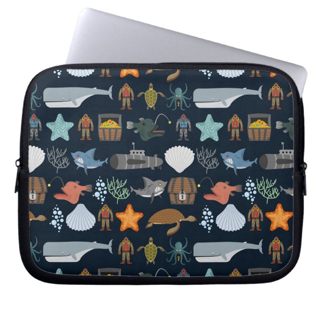 Ocean Inhabitants Pattern 1 Laptop Sleeve (Front)