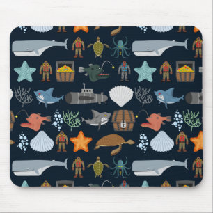 Ocean Inhabitants Pattern 1 Mouse Mat