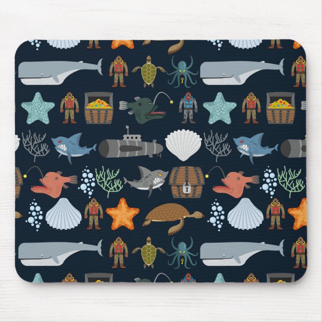 Ocean Inhabitants Pattern 1 Mouse Mat (Front)