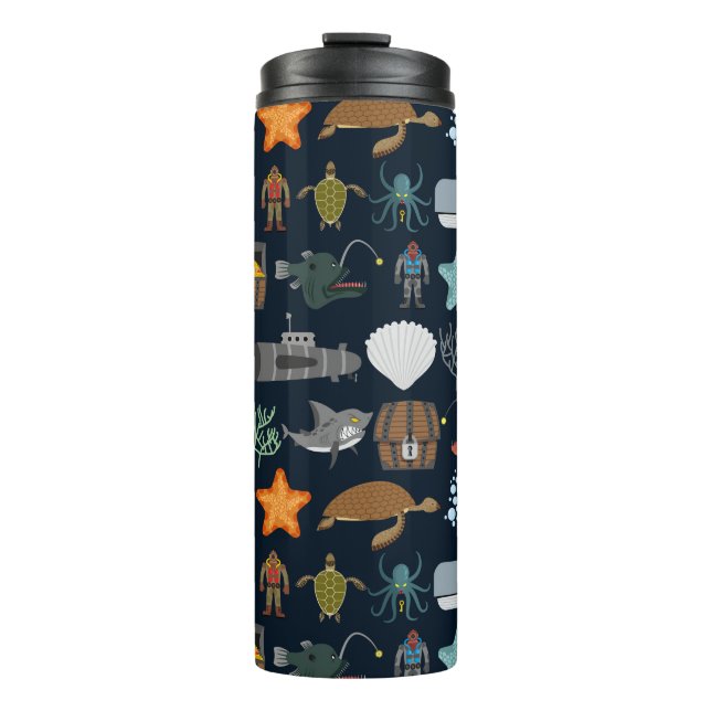 Ocean Inhabitants Pattern 1 Thermal Tumbler (Front)