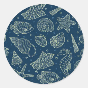 Ocean Inhabitants Pattern 2 Classic Round Sticker