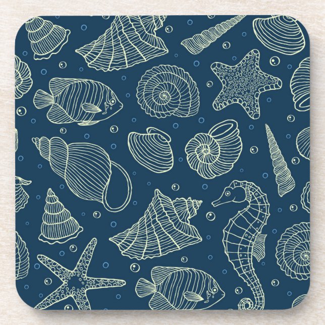 Ocean Inhabitants Pattern 2 Coaster (Front)