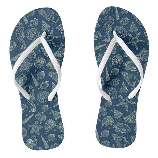 Ocean Inhabitants Pattern 2 Flip Flops (Footbed)