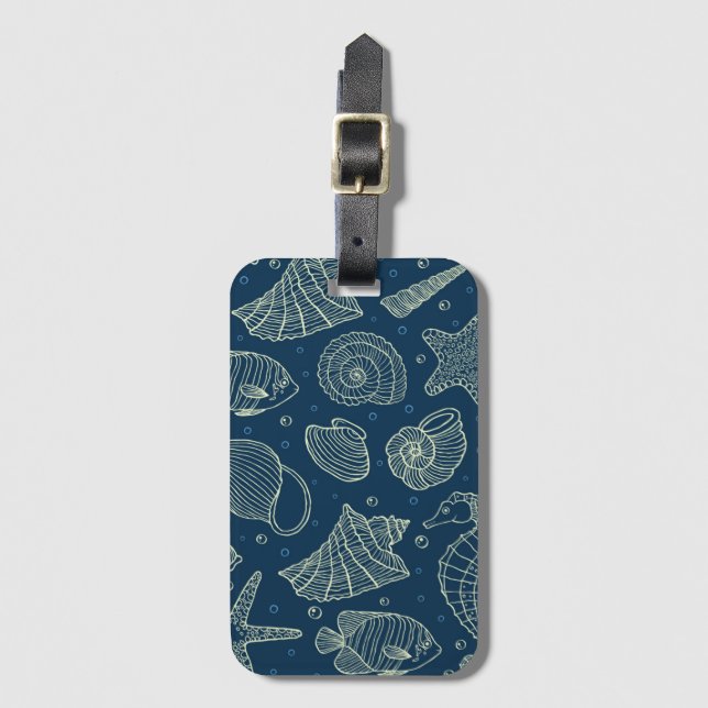 Ocean Inhabitants Pattern 2 Luggage Tag (Front Vertical)