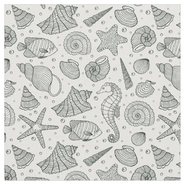 Ocean Inhabitants Pattern 3 Fabric (Close Up)