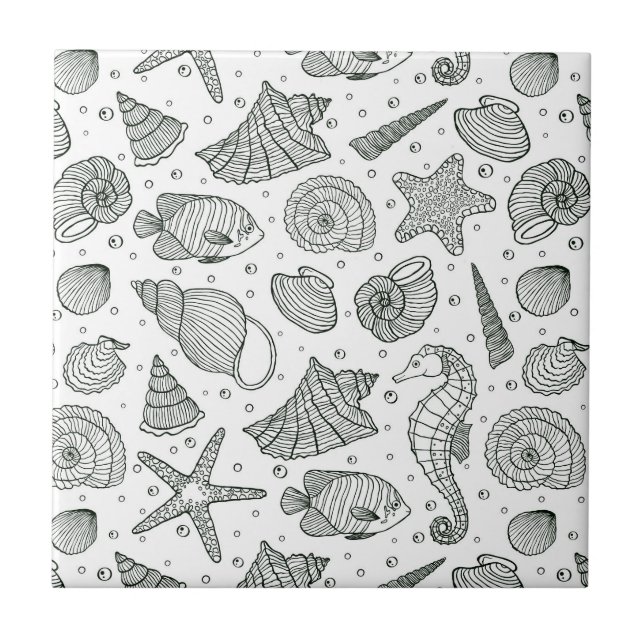 Ocean Inhabitants Pattern 3 Tile (Front)