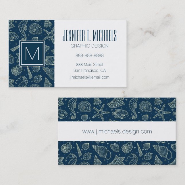 Ocean Inhabitants Pattern Business Card (Front/Back)