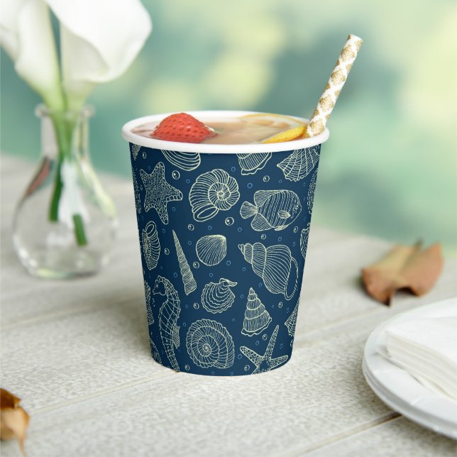 Ocean Inhabitants Pattern Paper Cups (Insitu)