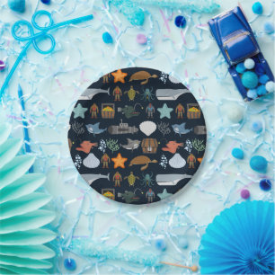 Ocean Inhabitants Pattern Paper Plate