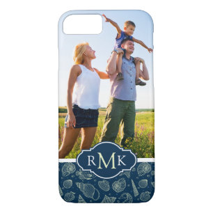 Ocean Inhabitants Pattern  Your Photo & Monogram iPhone 8/7 Case