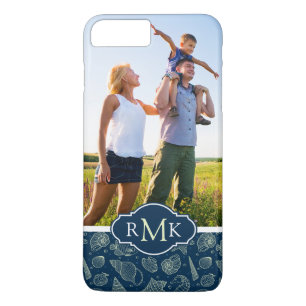 Ocean Inhabitants Pattern Your Photo & Monogram iPhone 8 Plus/7 Plus Case