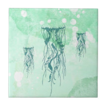 Ocean Inspired Jellyfish Blue Watercolor