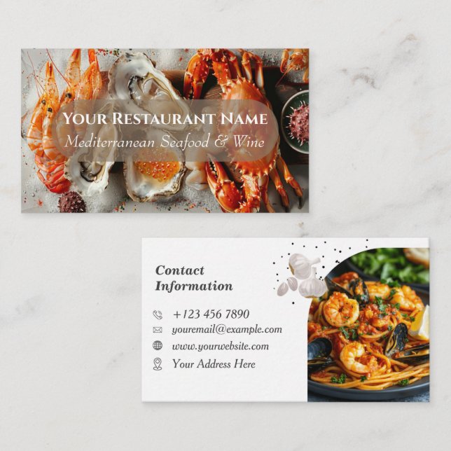 Ocean-Inspired Seafood Restaurant Business Card  (Front/Back)