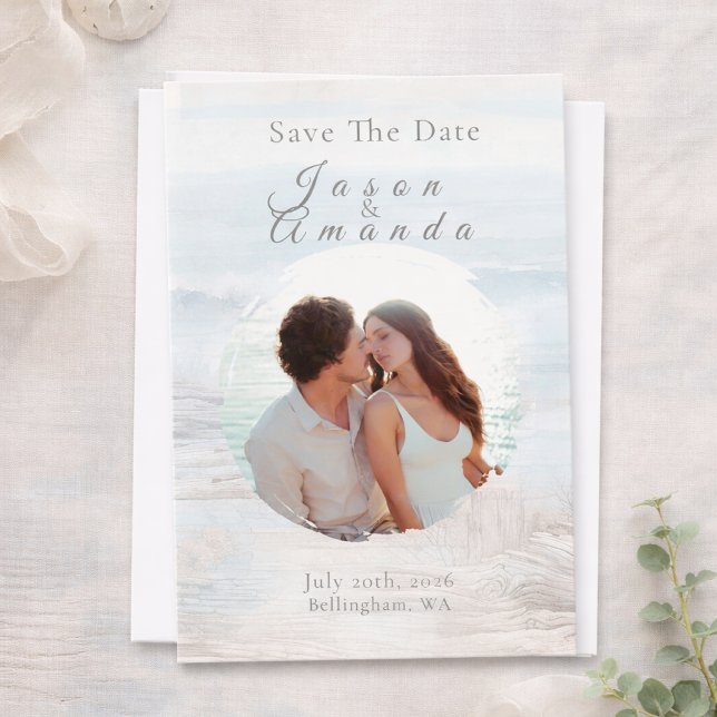 Ocean-Inspired Soft Blue Watercolor Save The Date Invitation (Creator Uploaded)