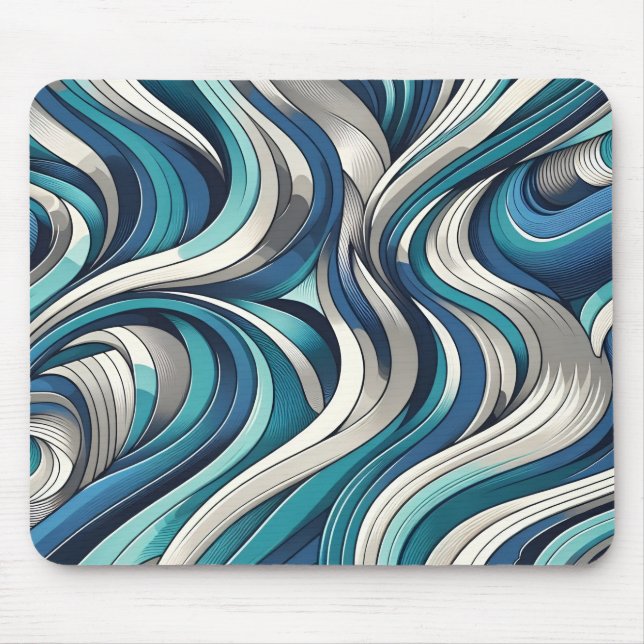 Ocean-Inspired Wave Pattern Mouse Mat (Front)