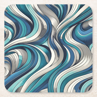 Ocean-Inspired Wave Pattern Square Paper Coaster