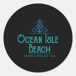 Ocean Isle Beach North Carolina Nautical Design Classic Round Sticker