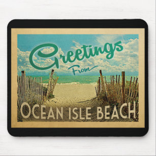 Ocean Isle Beach Vintage Travel Mouse Mat