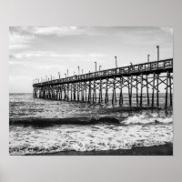 Ocean Isle Fishing Pier Black and White