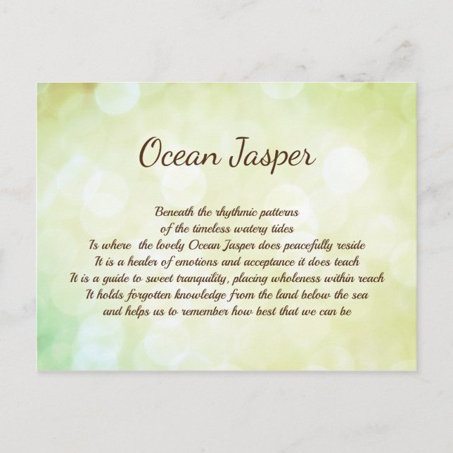 Ocean Jasper Crystal Healing design Postcard (Front)