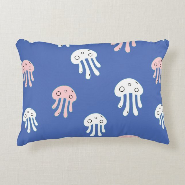 Ocean Jellyfish Deep Blue Serenity ✨ Decorative Cushion (Front)