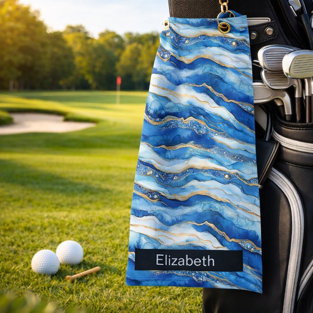 Ocean Jeweled Agate Personalized Golf Towel (Creator Uploaded)