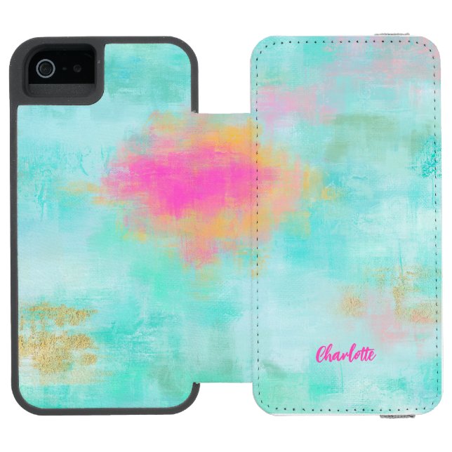 Ocean Joyride -  Blue Turquoise Abstract Art Incipio iPhone Wallet Case (Folio Open)