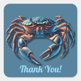 Ocean King Crab Thank You Square Sticker
