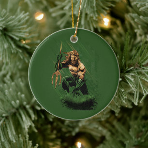 Ocean King Trident Warrior Dynamic Comic Art Ceramic Tree Decoration
