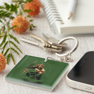 Ocean King Trident Warrior Dynamic Comic Art Key Ring