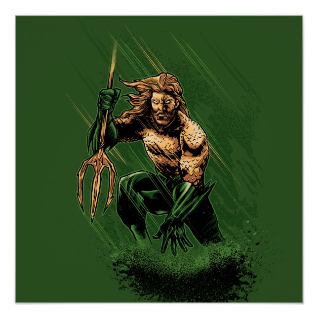 Ocean King Trident Warrior Dynamic Comic Art Poster (Front)