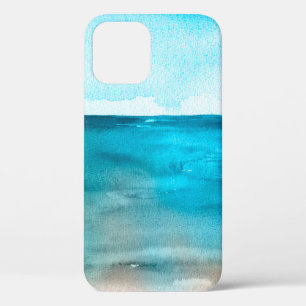 Ocean landscape. Beautiful watercolor hand paintin iPhone 12 Case